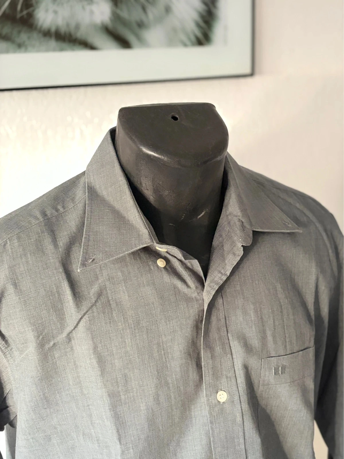 Men's Brice button down collar light blue heather long sleeve shirt size L – photo 4
